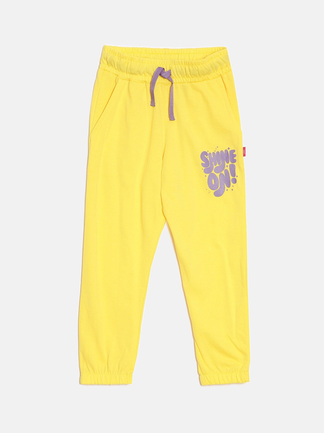 

DIXCY SCOTT Slimz Girls Side Printed Cotton Joggers, Yellow