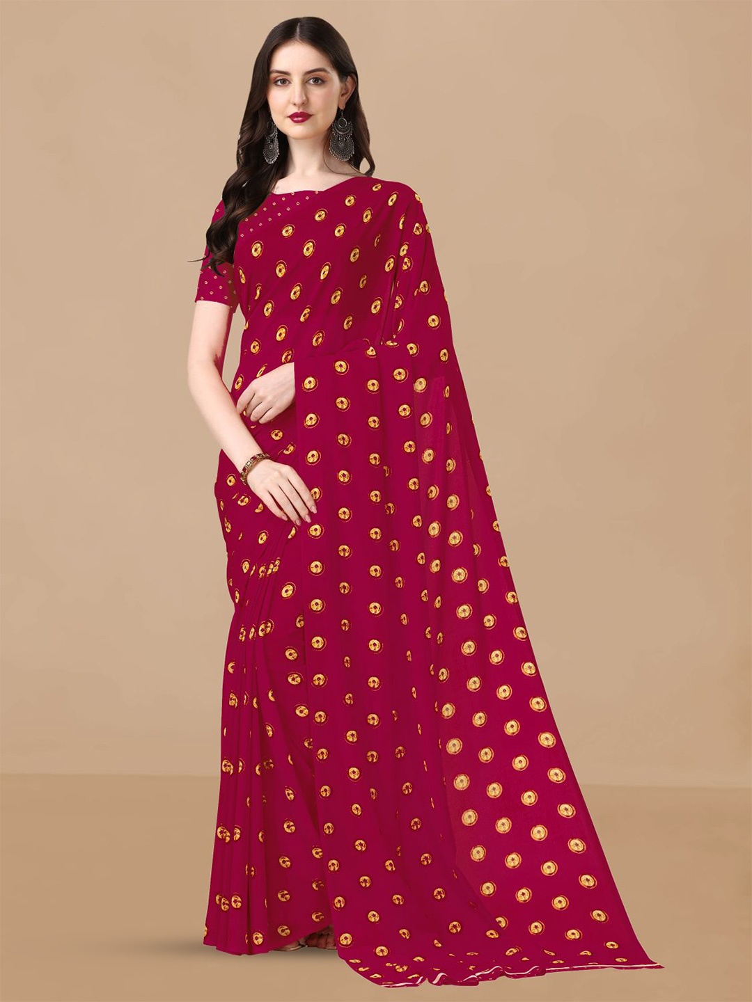

Sangria Bandhani Pure Georgette Saree, Pink