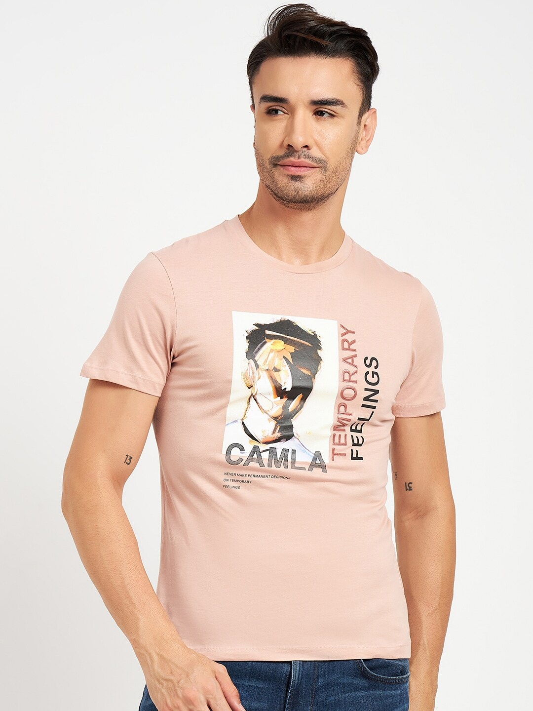 

CAMLA Graphic Printed Cotton T-shirt, Pink