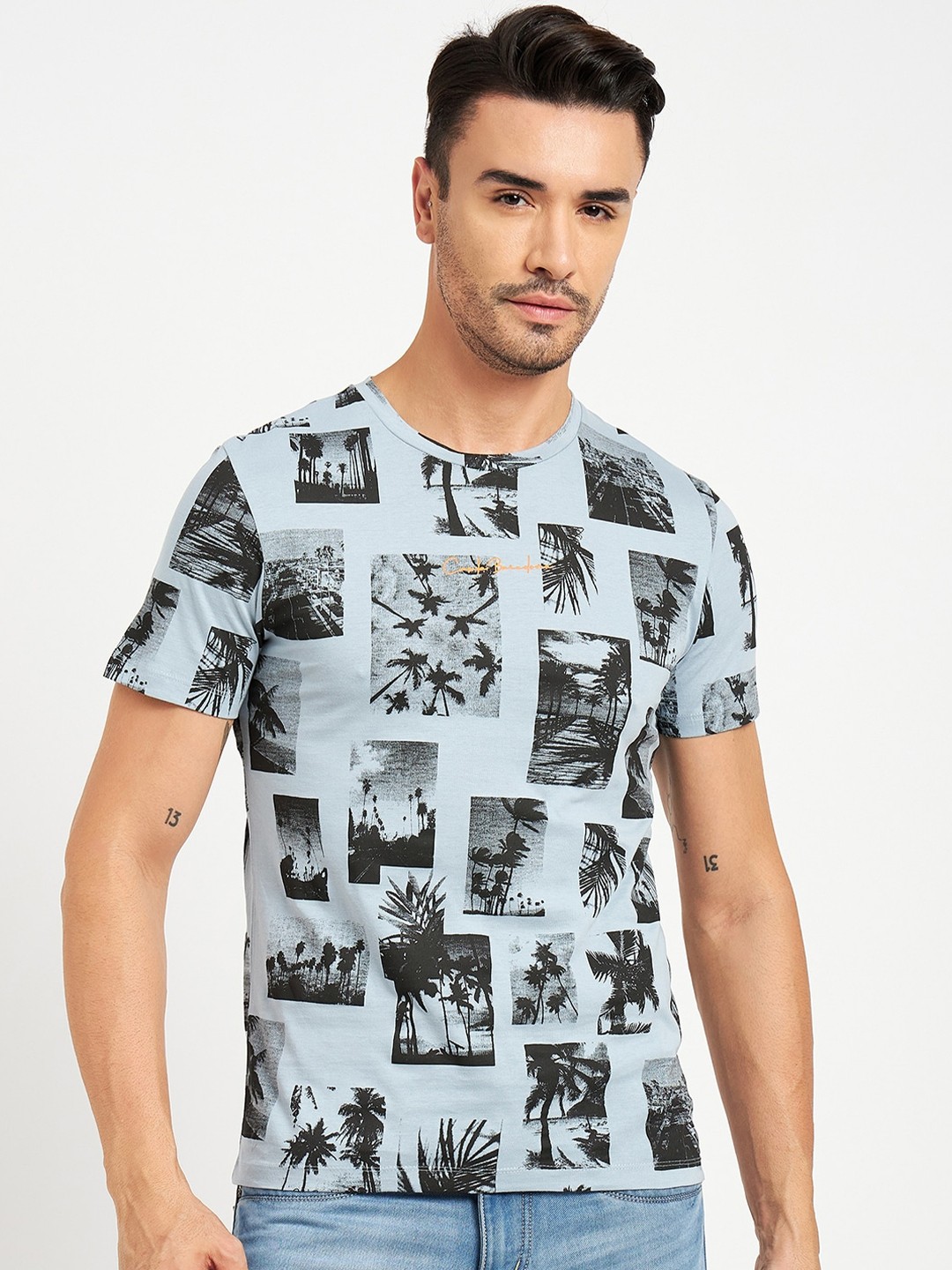 

CAMLA Graphic Printed Cotton T-shirt, Blue
