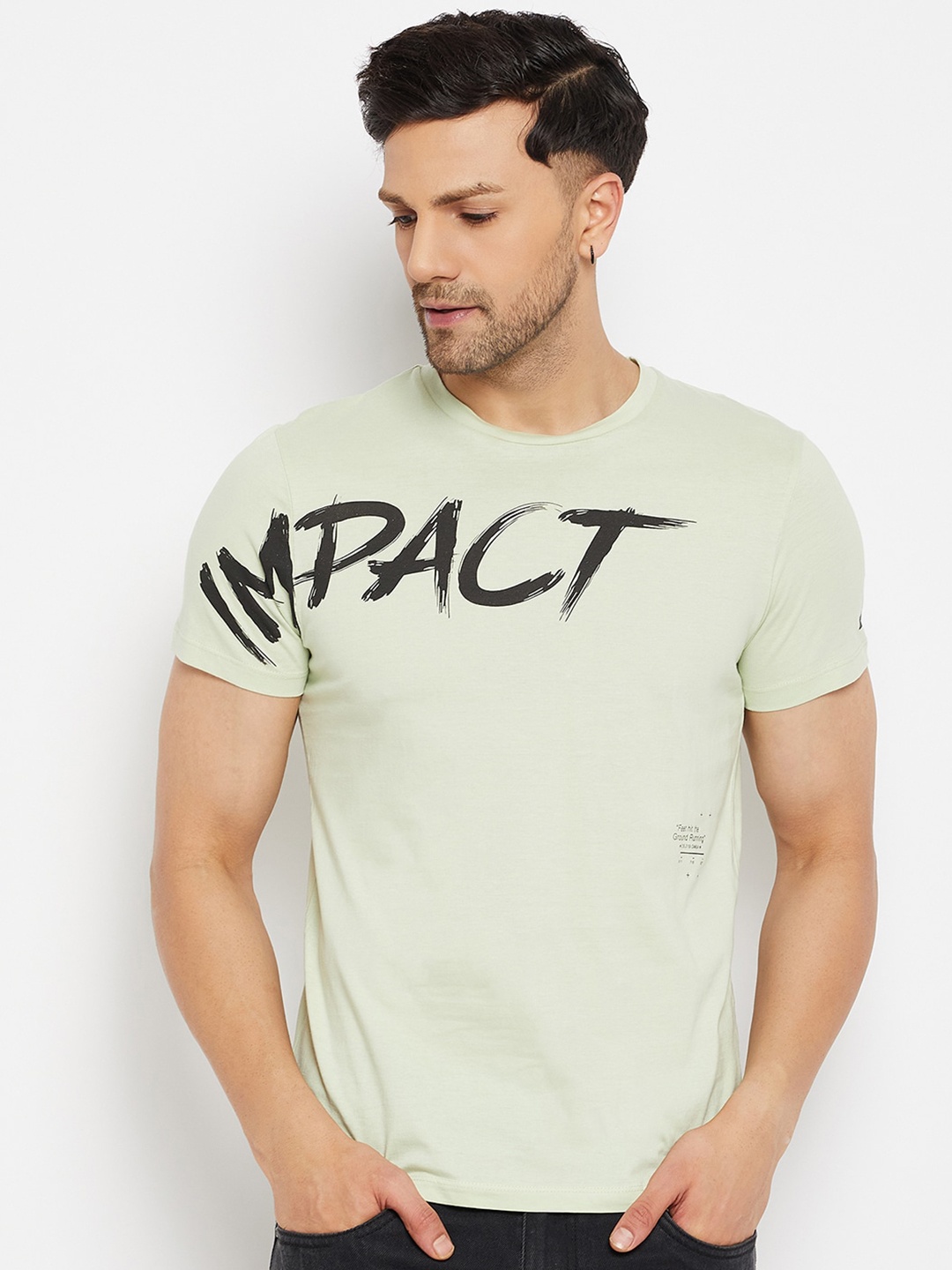 

CAMLA Typography Printed Cotton T-shirt, Green