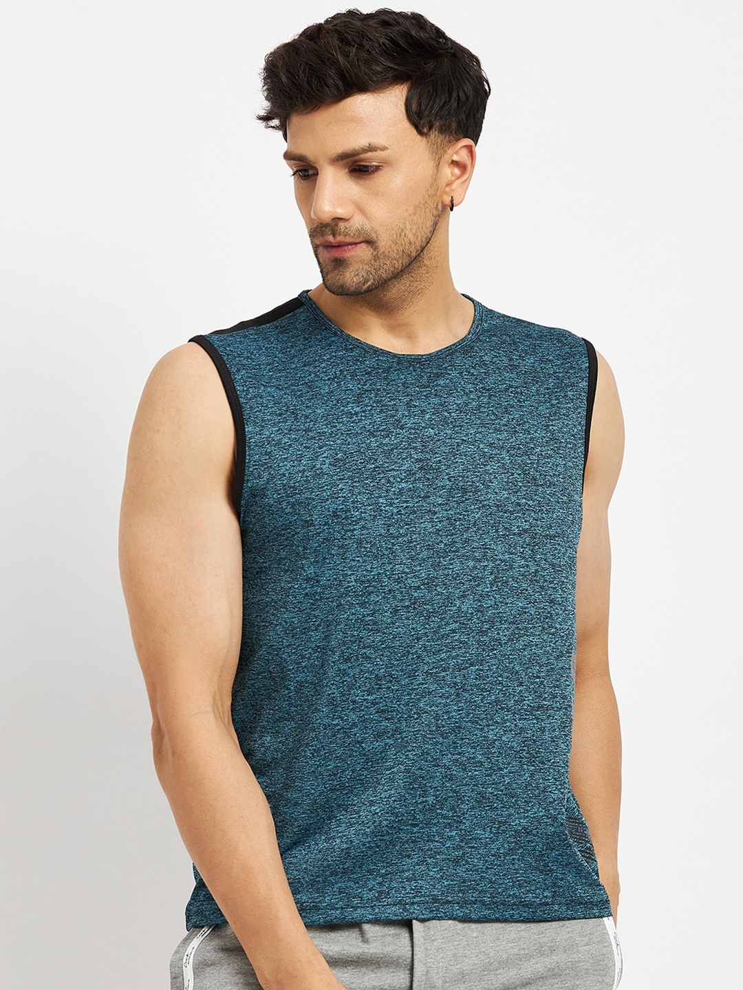 

CAMLA Typography Printed Sleeveless Cotton T-shirt, Teal
