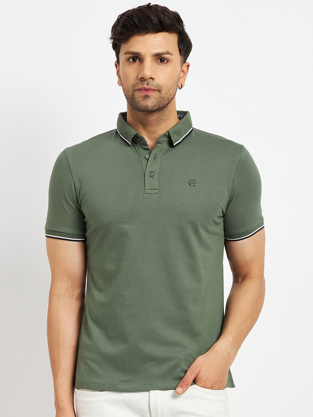 

CAMLA Polo Collar Cotton T-shirt, Green