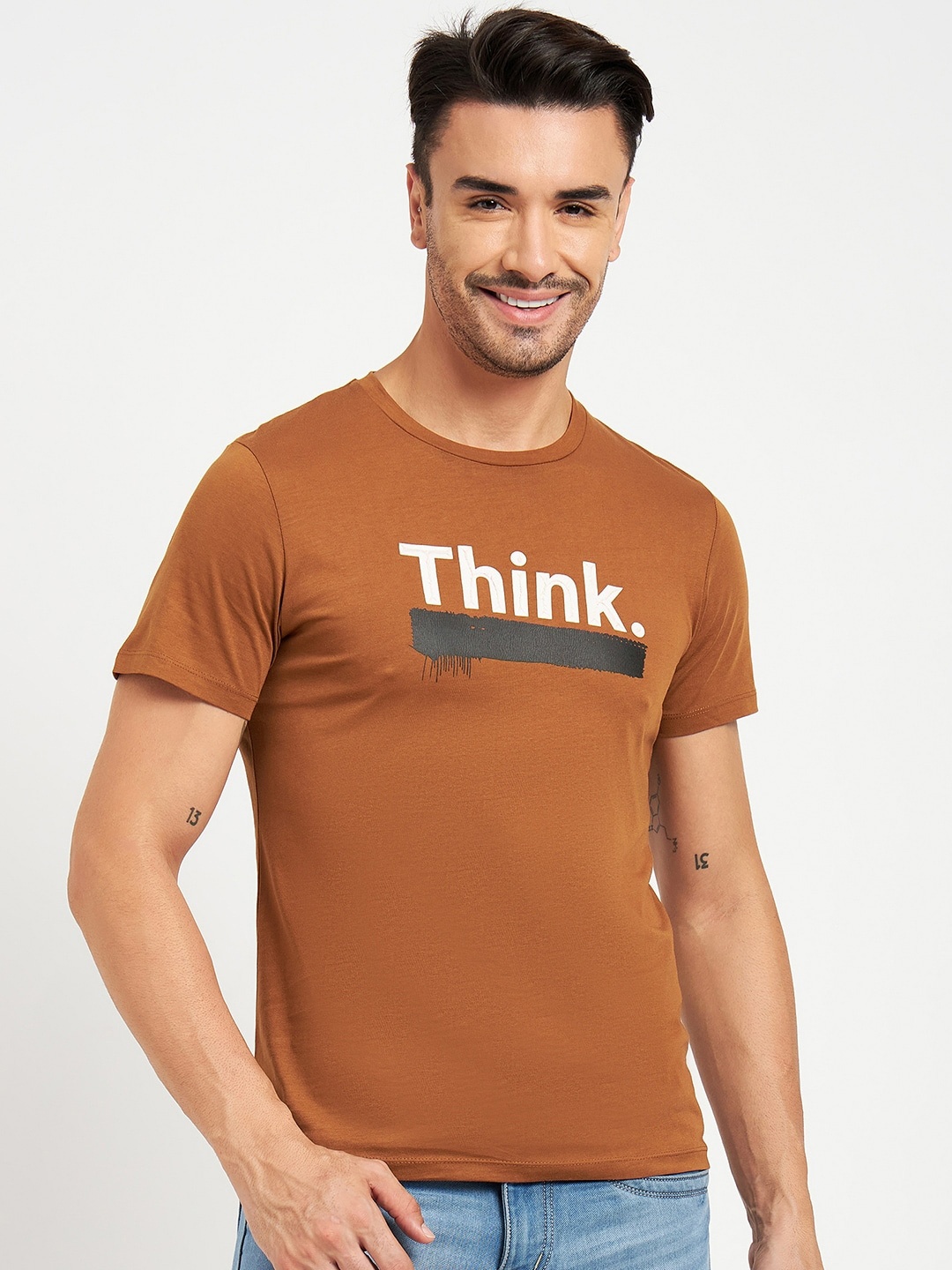 

CAMLA Typography Printed Cotton T-Shirt, Brown