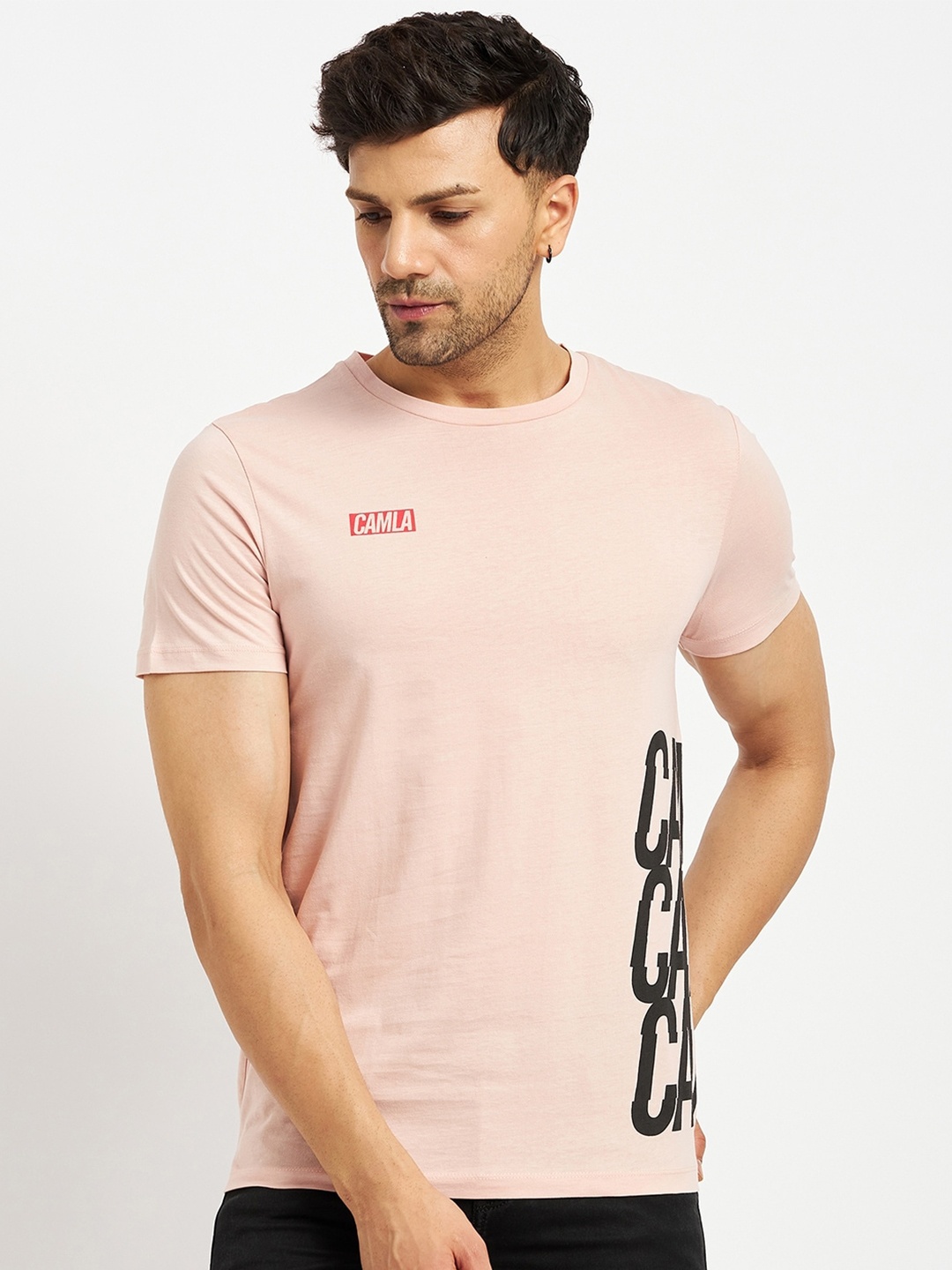 

CAMLA Typography Printed Cotton T-shirt, Pink