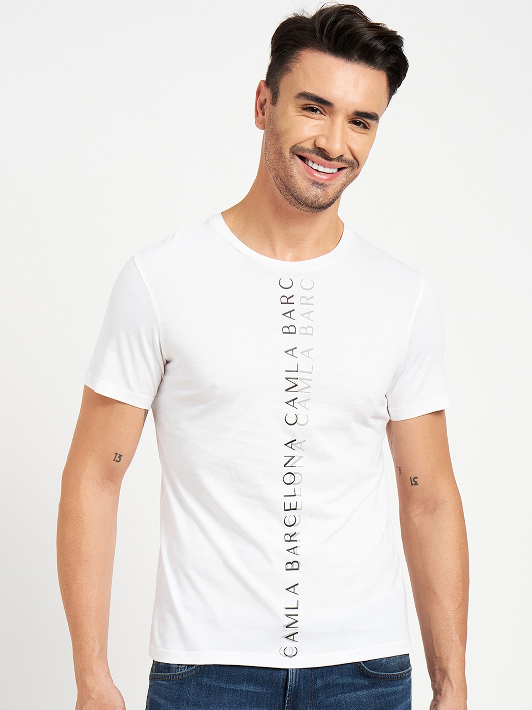 

CAMLA Typography Printed Cotton T-Shirt, White