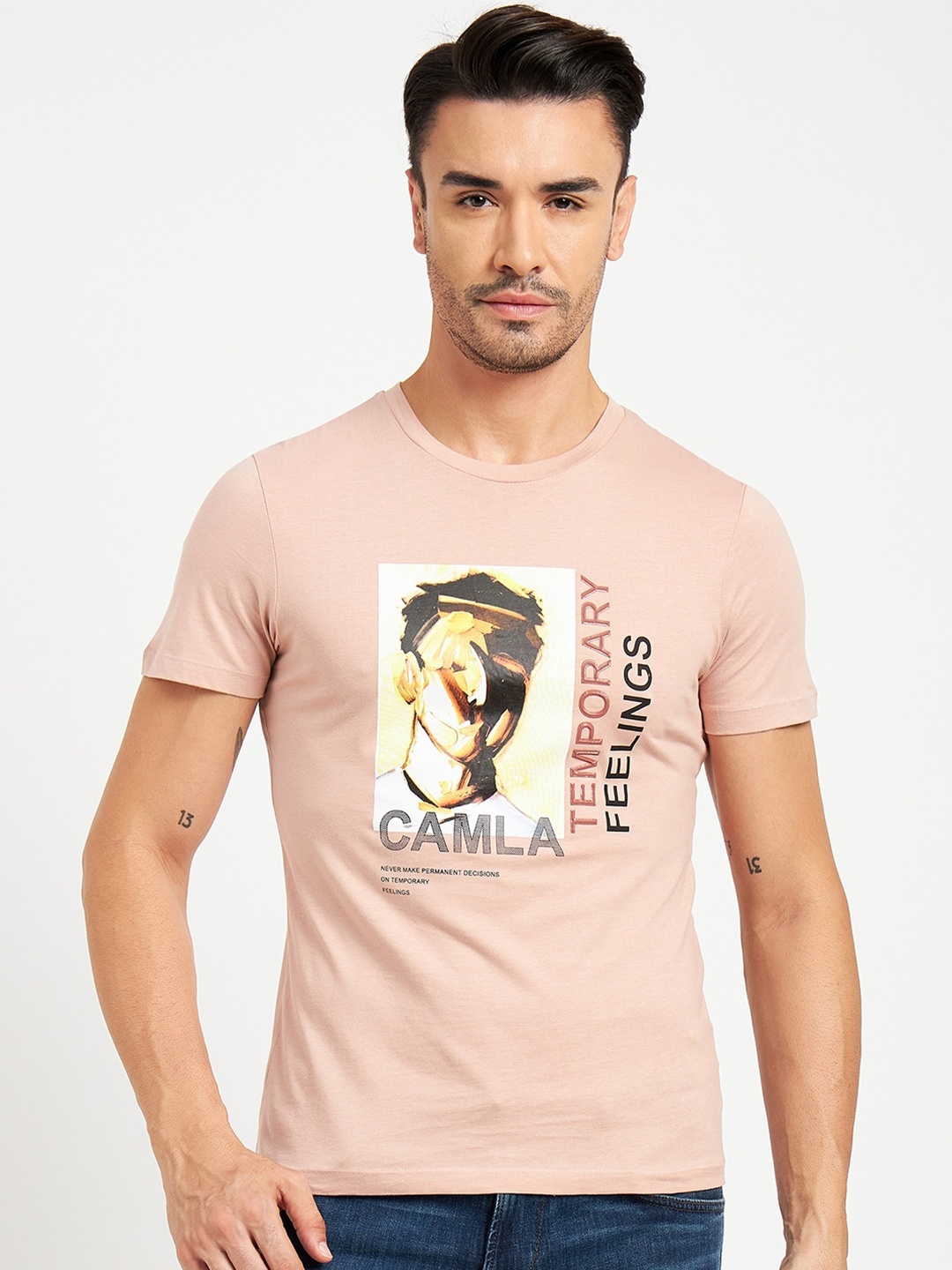 

CAMLA Graphic Printed Cotton T-shirt, Pink