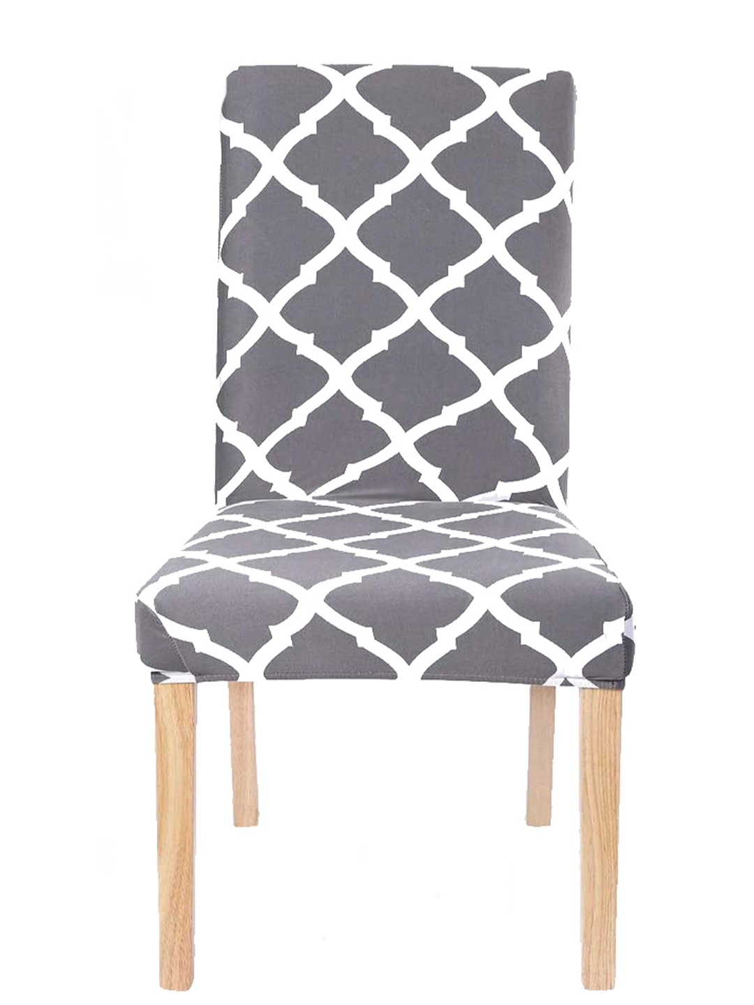 

WEAVERS VILLA Grey & White Printed Chair Cover