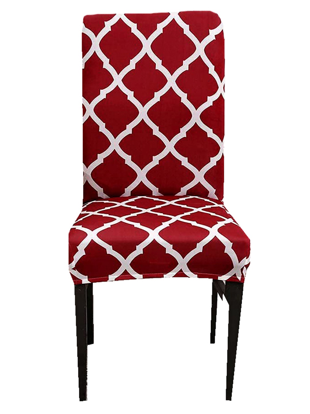 

WEAVERS VILLA Maroon & White Printed Chair Cover