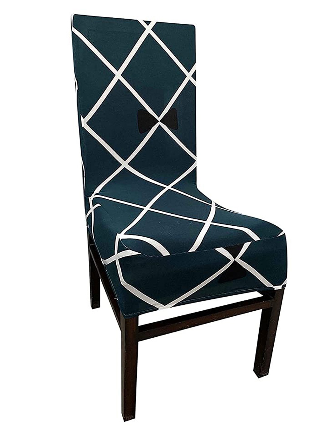

WEAVERS VILLA Navy Blue & White Printed Chair Cover