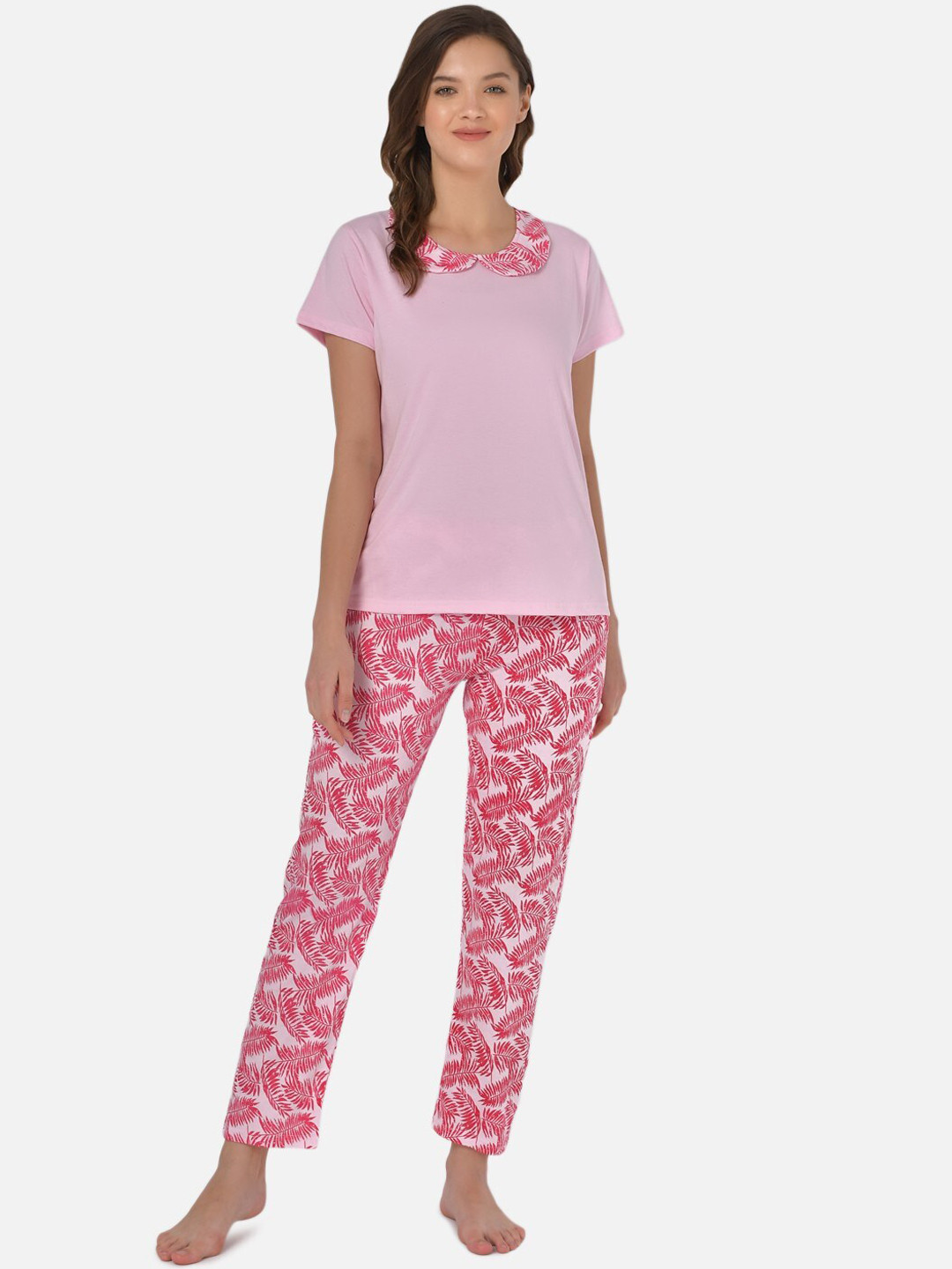 

Klamotten Abstract Printed Top With Pyjamas Night suit, Pink