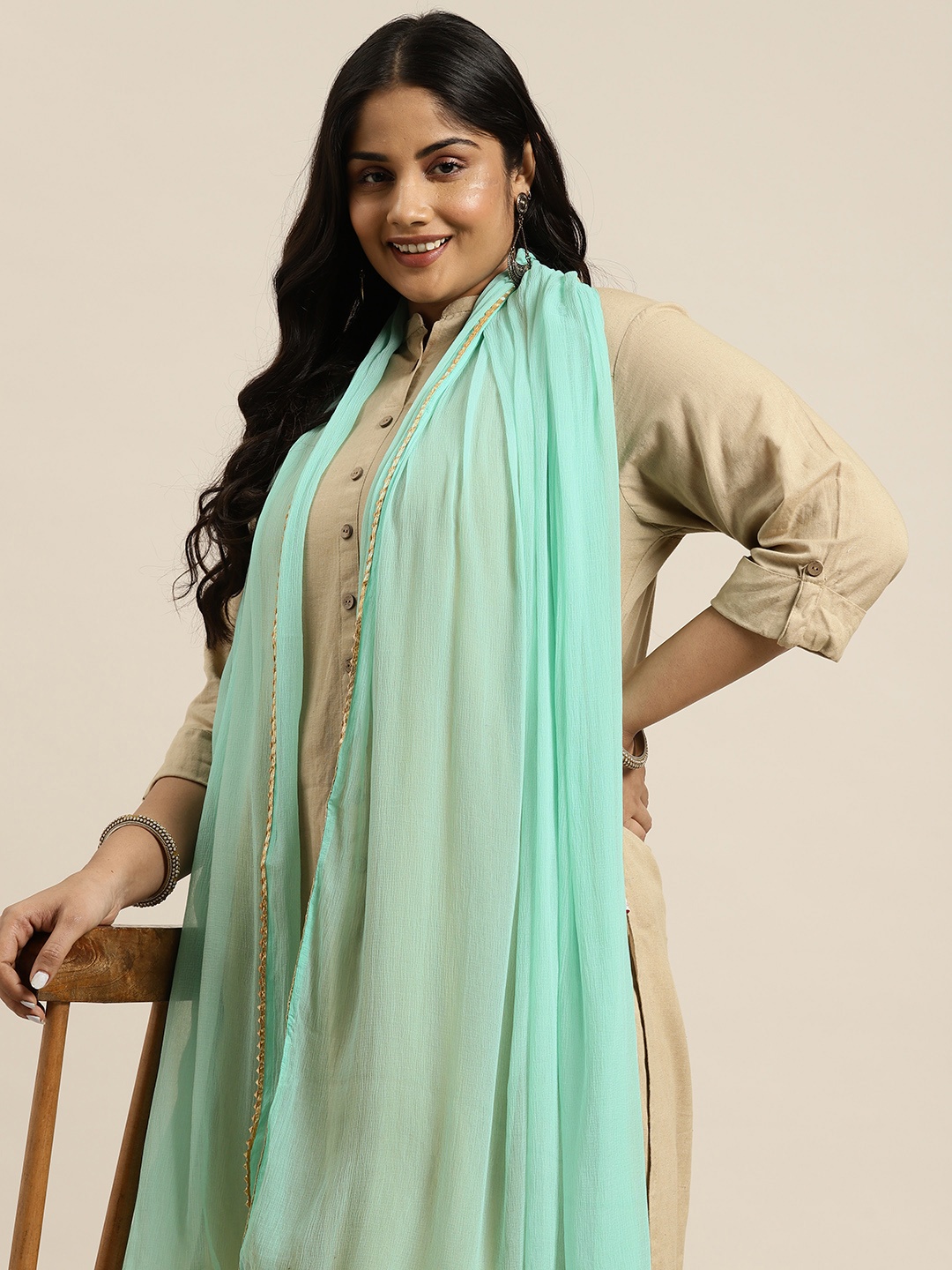 

Sztori Silk Chiffon Dupatta, Blue