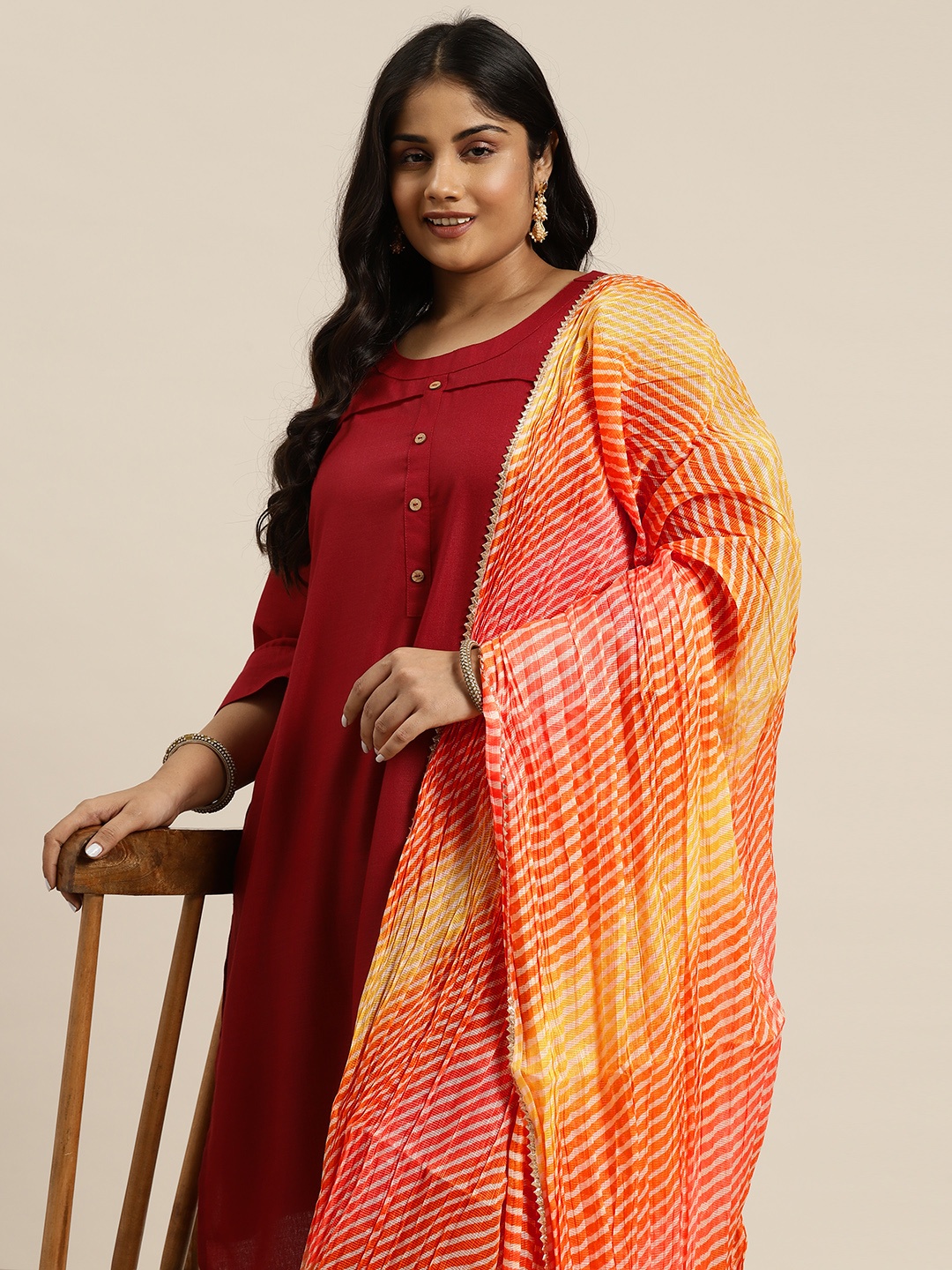

Sztori Leheriya Pure Cotton Dupatta, Orange