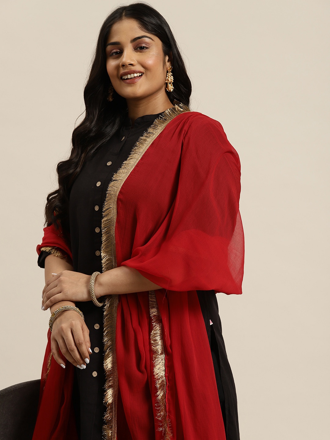 

Sztori Chiffon Dupatta, Red