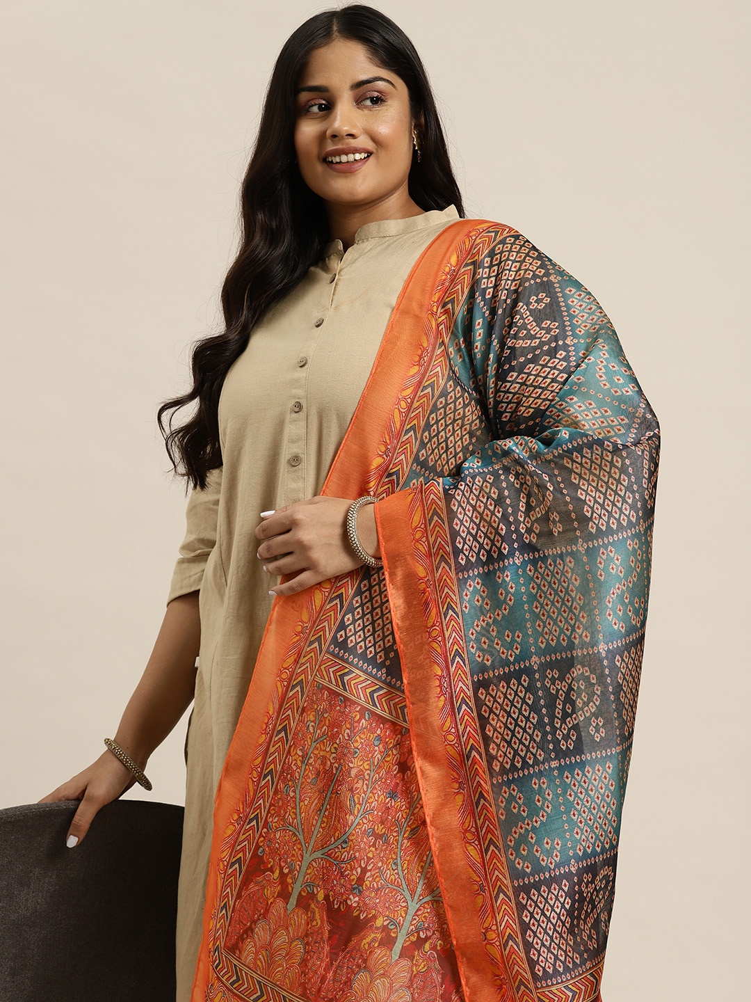 

Sztori Ethnic Motifs Printed Dupatta, Rust