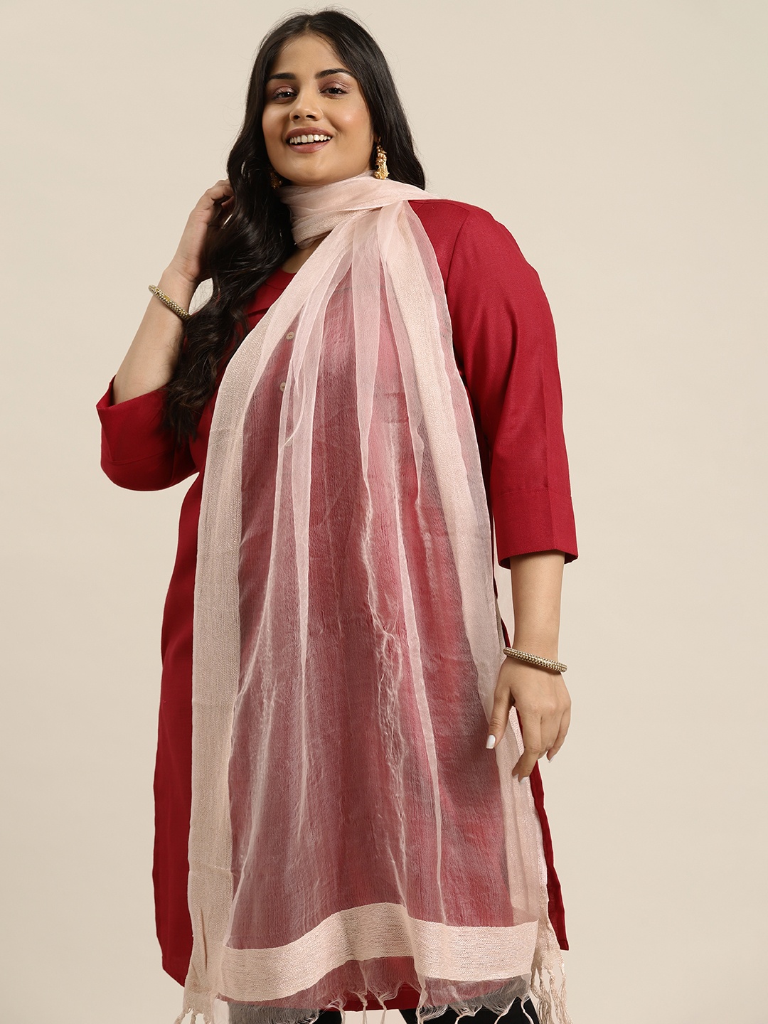 

Sztori Solid Dupatta, Pink