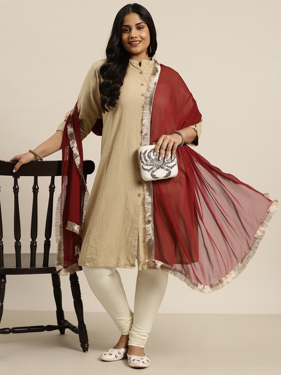 

Sztori Chiffon Dupatta, Maroon