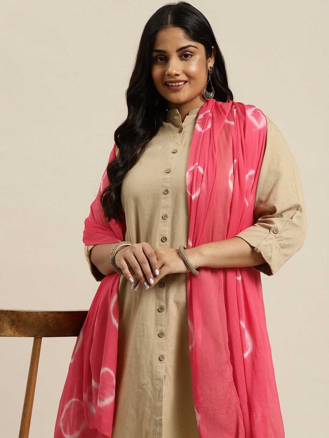 

Sztori Ethnic Motifs Dyed Dupatta, Pink
