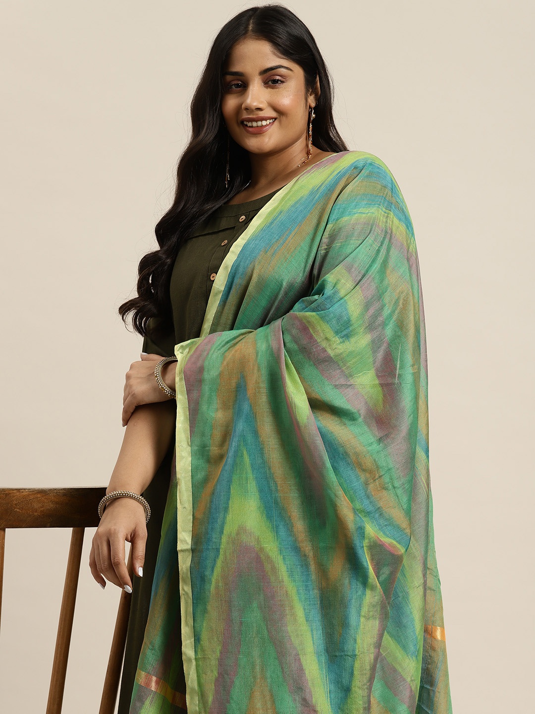

Sztori Woven Design Dupatta, Green
