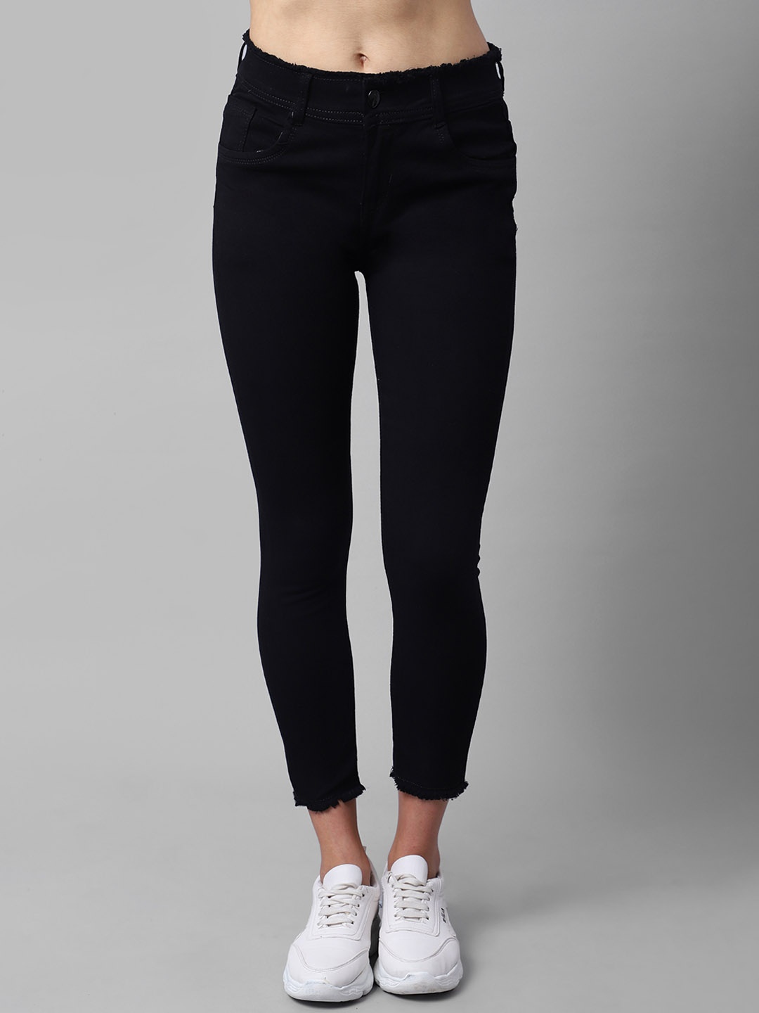 

NULL NAUT Women Skinny Fit Mid-Rise Jeans, Black