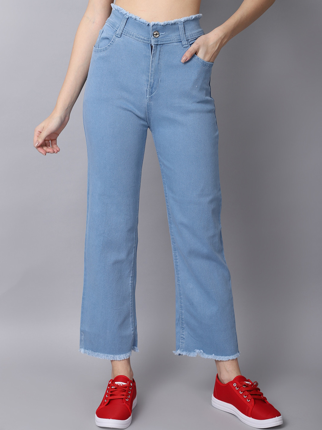 

NULL NAUT Women Straight Fit Mid-Rise Jeans, Blue