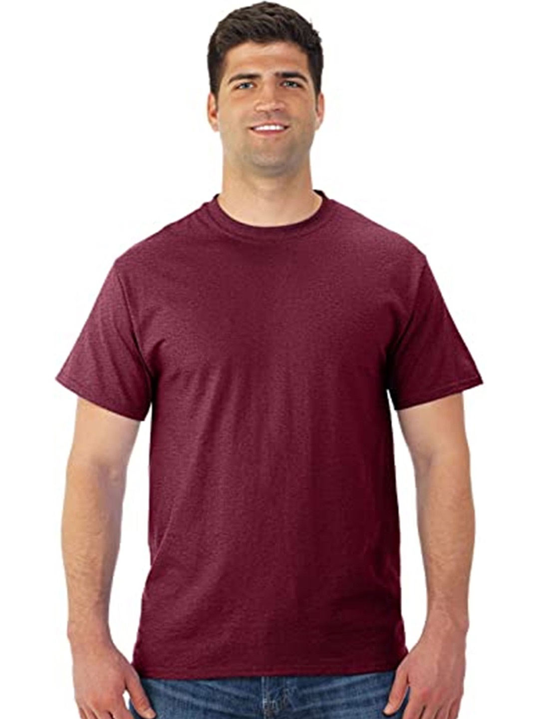 

KAEZRI Round Neck Cotton T-shirt, Maroon