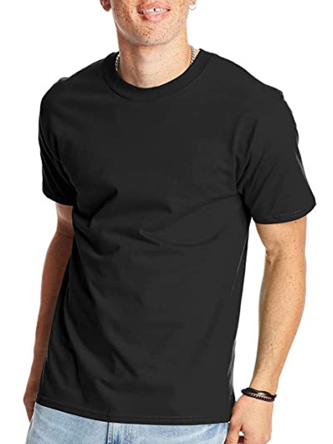 

KAEZRI Round Neck Cotton T-shirt, Black