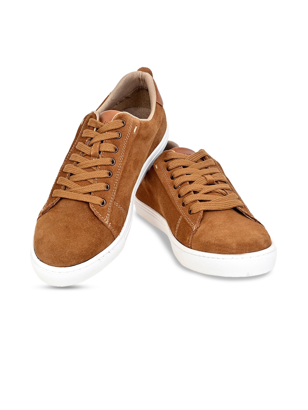 

HX London Men Lightweight Memory Foam Suede Contrast Sole Sneakers, Camel brown