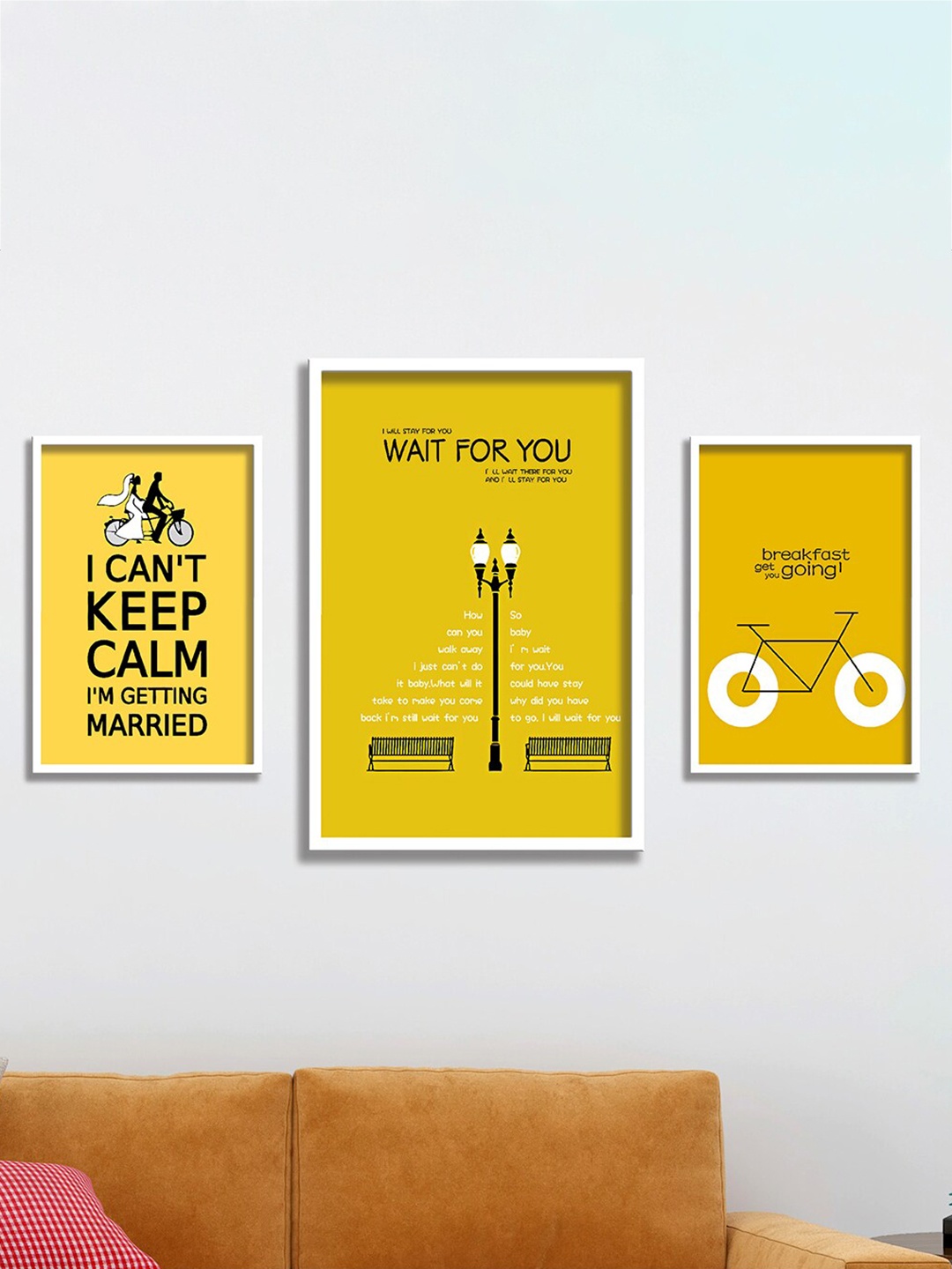 

SAF Yellow & Black 3-Pieces Motivational Quotes Printed Framed UV Coating Wall Art