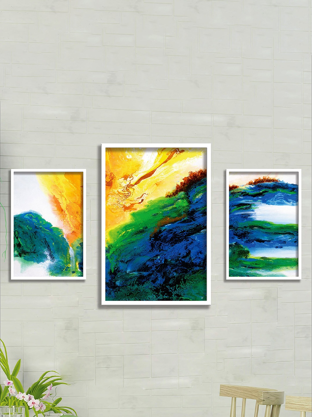 

SAF Blue 3 Pieces Painting Wall Art