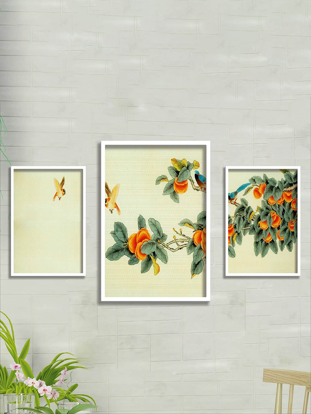 

SAF Green & White 3 Pieces Painting Wall Arts