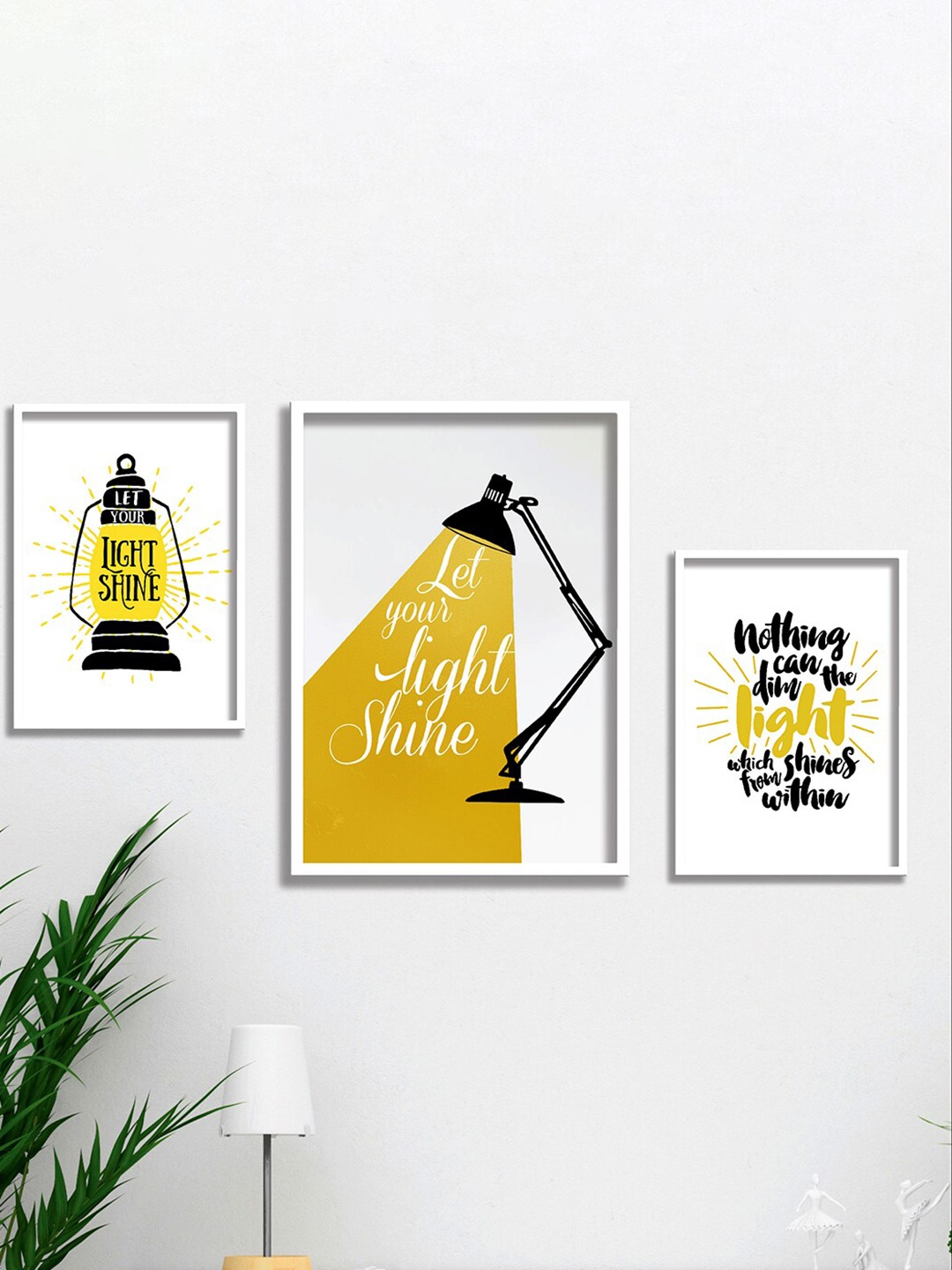 

SAF White & Yellow 3 Pieces Motivational Quotes Painting Wall Art