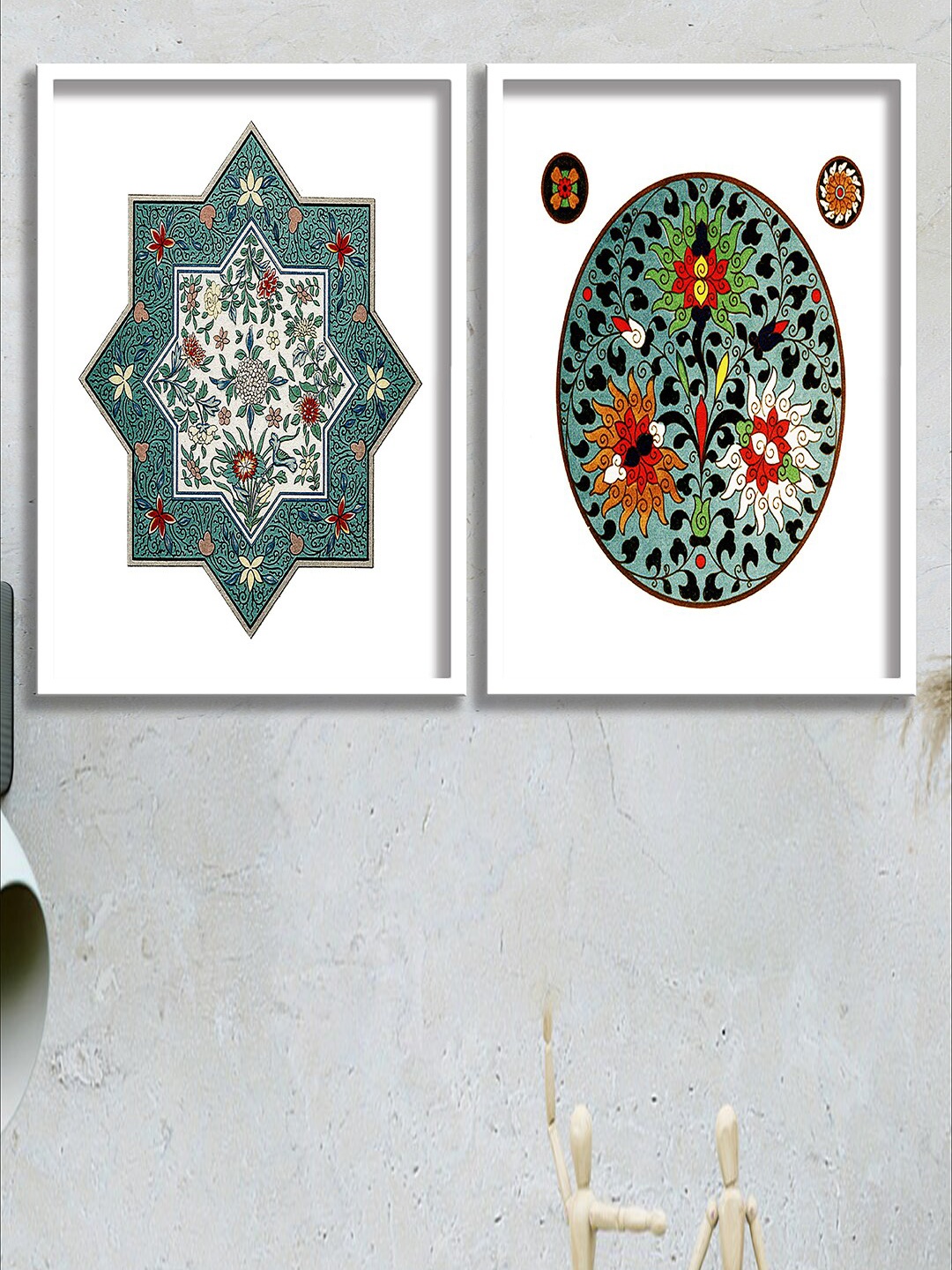 

SAF White & Blue 2 Pieces Traditional Painting Wall Art
