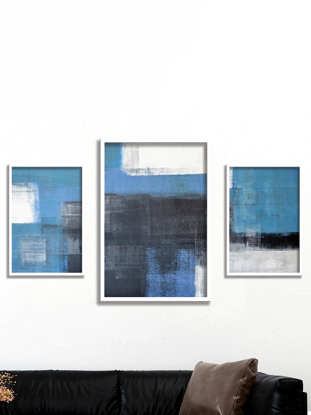 

SAF Blue & White 3 Pieces Abstract Painted Wall Arts