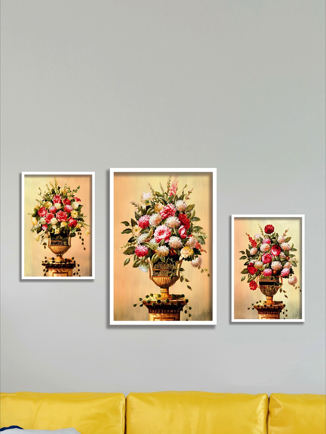 

SAF White 3 Pieces Printed Floral Wall Art