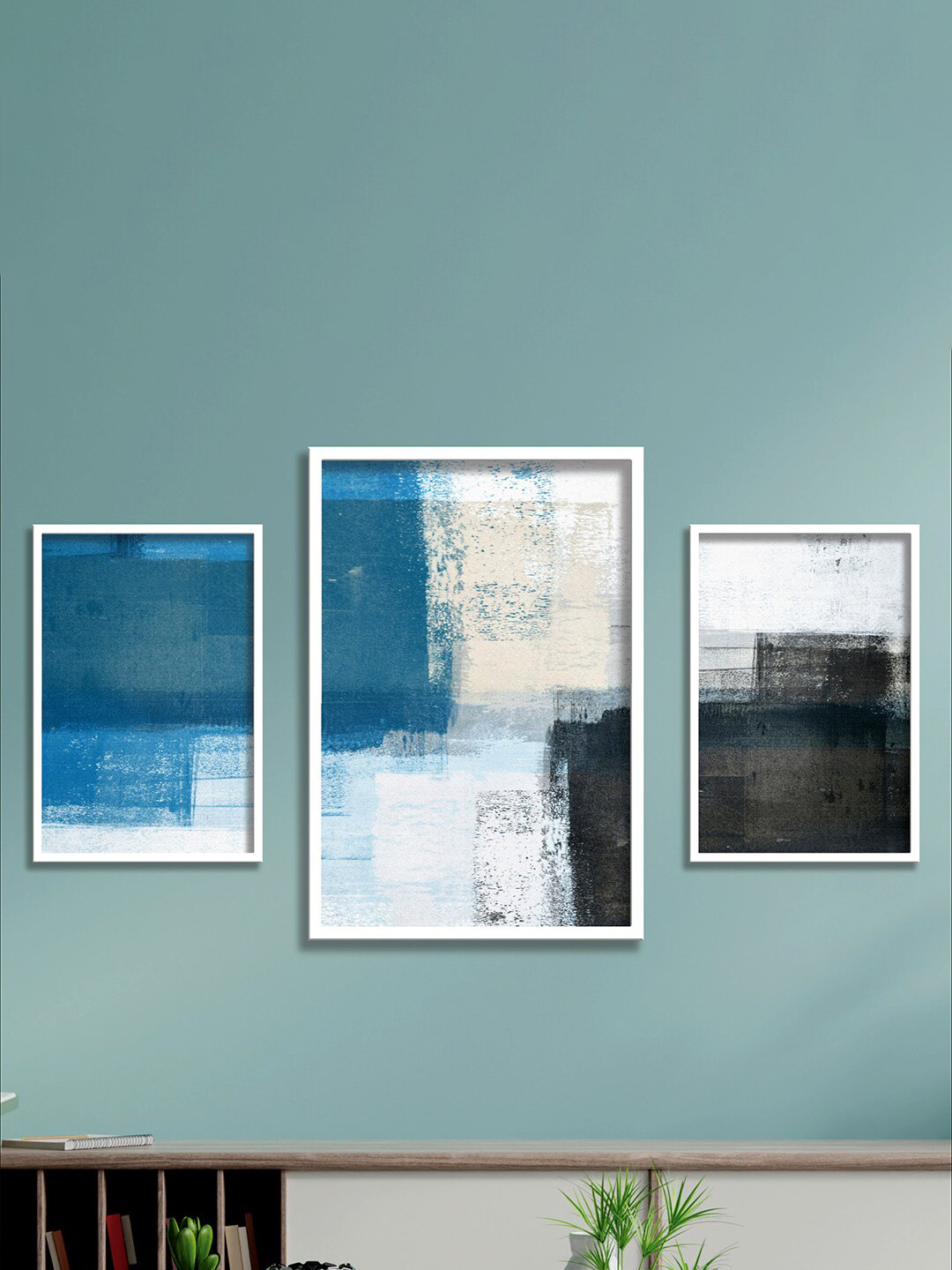 

SAF White & Blue 3 Pieces Painting Wall Art