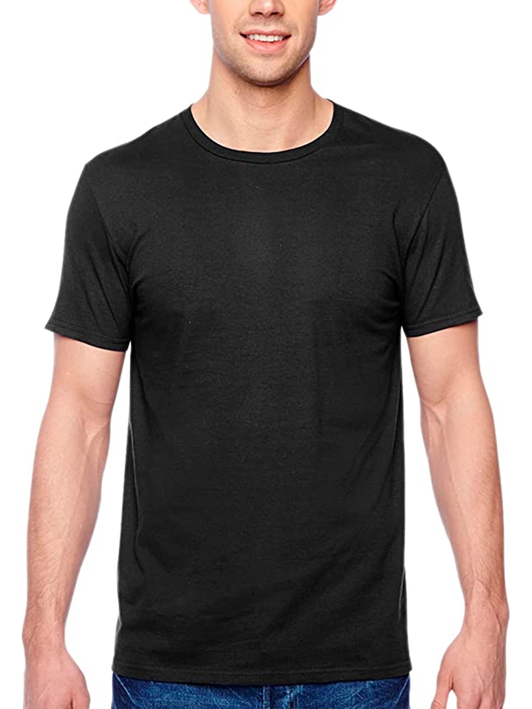 

KAEZRI Round Neck Cotton T-shirt, Black