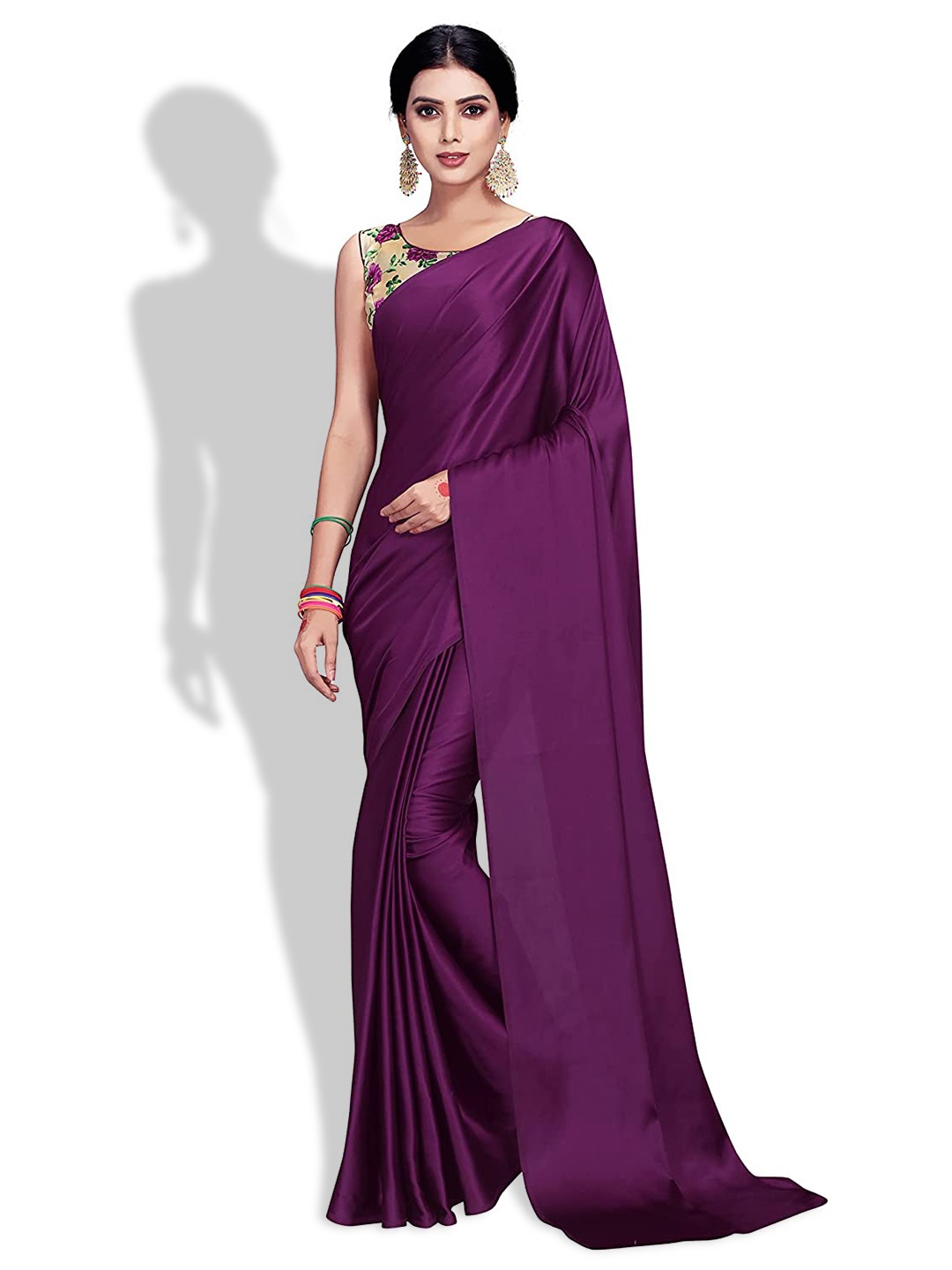 

LYTIX Soft Satin Leheriya Saree, Purple
