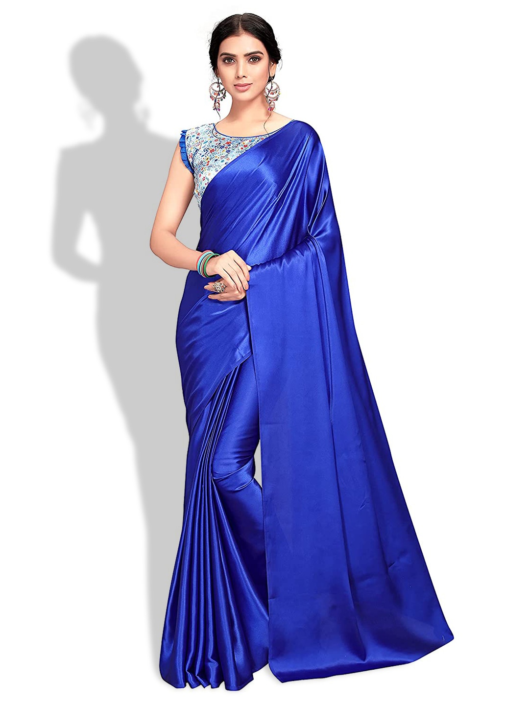 

LYTIX Soft Satin Leheriya Saree, Blue