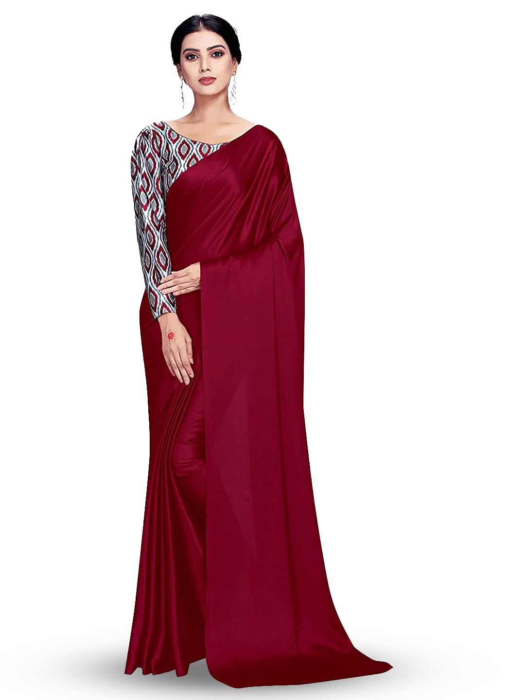 

LYTIX Solid Satin Saree, Grey