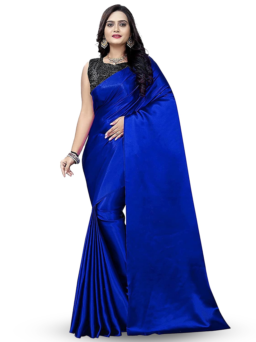 

LYTIX Soft Satin Leheriya Saree, Blue