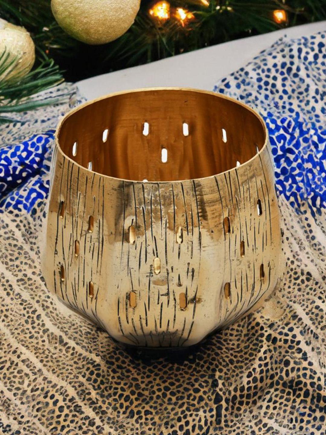 

Athome by Nilkamal Gold Toned Ripple Metal Tall Votive