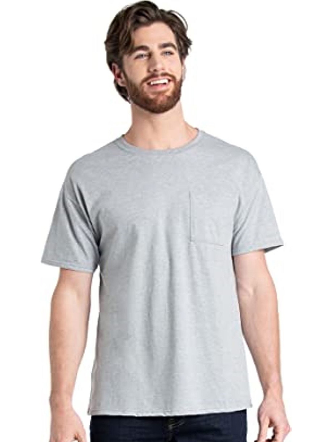 

KAEZRI Round Neck Cotton T-shirt, Grey