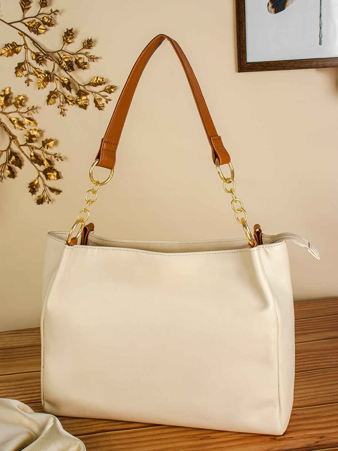

Berrylush Women PU Structured Handheld Bag, Beige