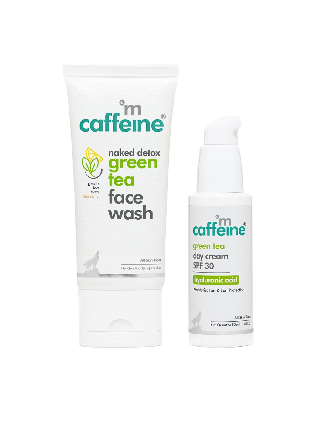 

MCaffeine Naked Detox Green Tea Face Wash 75ml & Green Tea SPF 30 Day Cream - 50ml, White