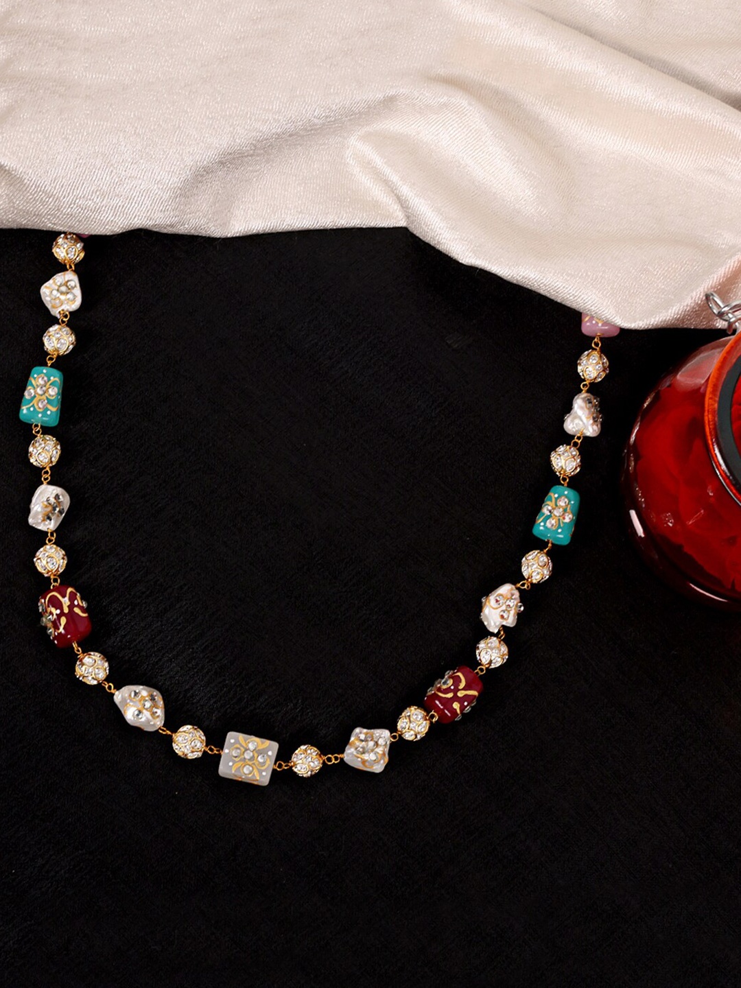 

ABDESIGNS Gold-Plated Artificial Stones & Beads Necklace