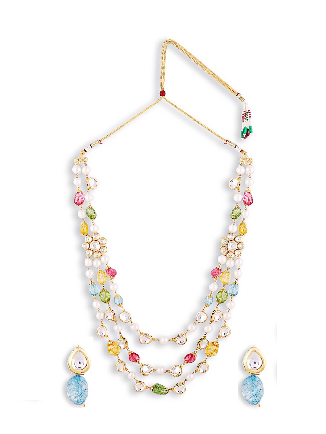 

ABDESIGNS Gold-Plated Artificial Stones & Beads Layered Necklace