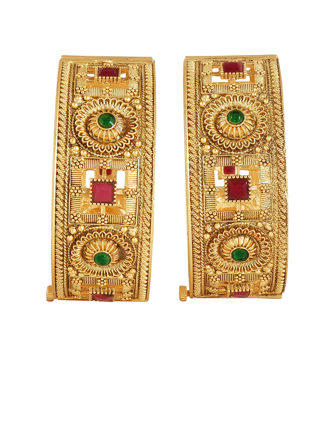 

MANSIYAORANGE Set Of 2 Gold-Plated Kundan-Studded Bangles