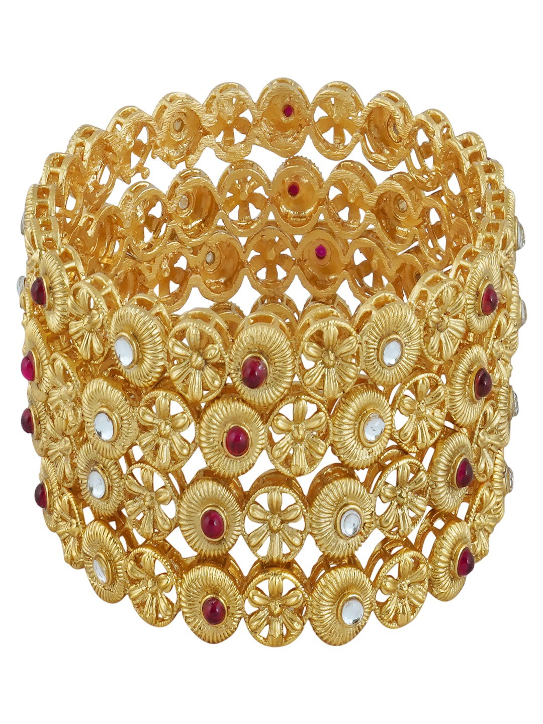 

MANSIYAORANGE Set Of 6 Gold-Plated Kundan-Studded Bangles