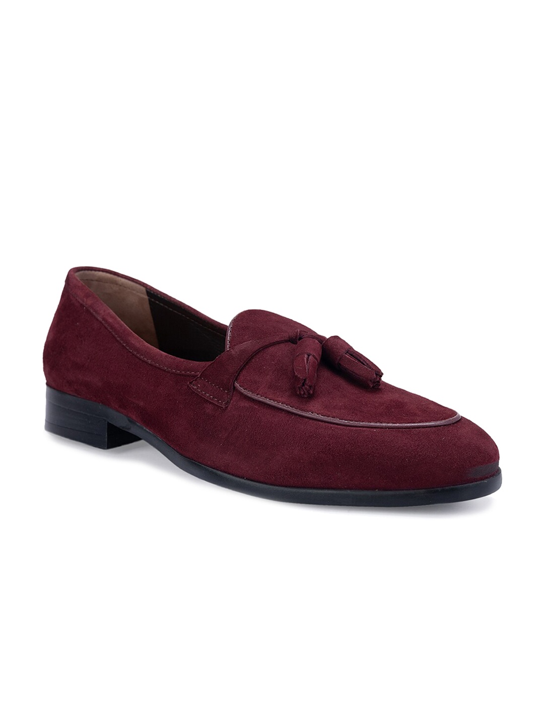 

ROSSO BRUNELLO Men Leather Formal Tassel Loafers, Burgundy